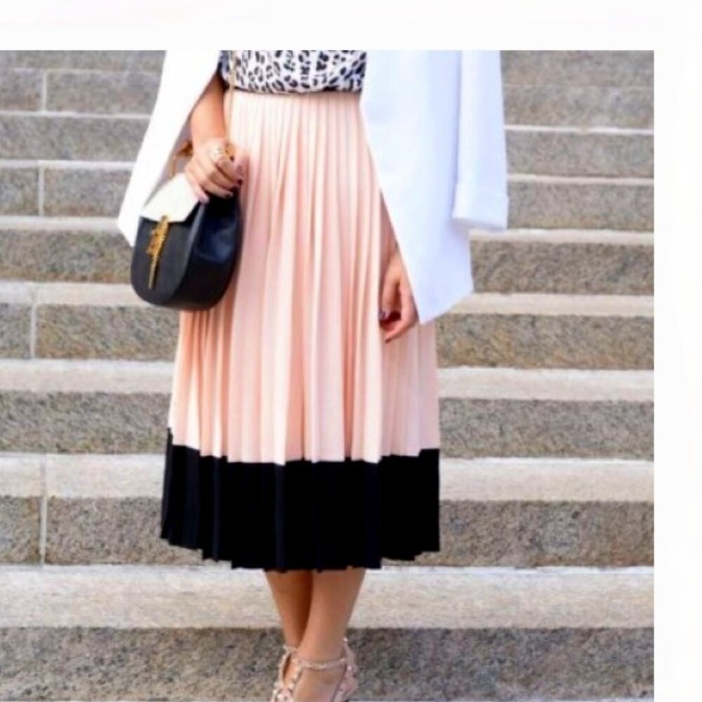 Forever 21 | Color Block Pleated Midi Skirt | Siz… - image 2